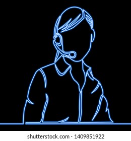 Single continuous line drawing Reception outline icon neon glow vector illustration concept