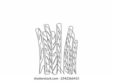 Single continuous line drawing red licorice candy sticks. The sweet one that contains many benefits. Traditional cough suppressant medicine. National Licorice Day. One line design vector illustration