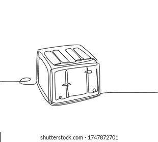 Single continuous line drawing of retro old bread toaster household utensil. Electronic home appliance concept. Modern one line graphic draw design graphic vector illustration