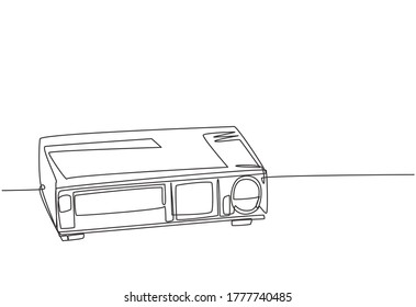 Dibujo de línea continua de un reproductor de vídeo clásico retro. Vintage analógico vhs concepto de máquina de vídeo de una línea dibujar diseño gráfico vectorial