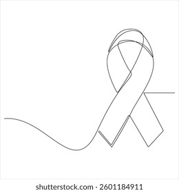 Single continuous line drawing ribbon and giving support to fight against cancer