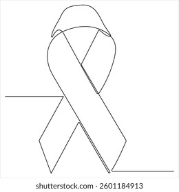Single continuous line drawing ribbon and giving support to fight against cancer