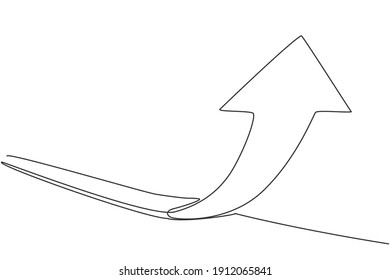 Single Continuous Line Drawing Of Rising Up Arrow Sign Symbol. Increasing Market Sales Strategy Performance. Minimalism Business Concept Dynamic One Line Draw Graphic Design Vector Illustration