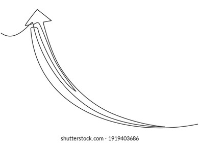 Dibujo de una sola línea continua del símbolo de flecha hacia arriba. Encima de la dirección de la forma del puntero. Concepto minimalista dinámica diseño gráfico de trazos de una línea ilustración vectorial