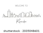 Single continuous line drawing Roanoke city skyline, Virginia. Beautiful landmark. World landscape tourism travel home wall decor poster print art. Dynamic one line graphic design vector illustration