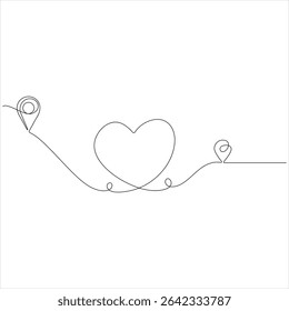 Single continuous line drawing of route Location pointers Travel concept vector illustration