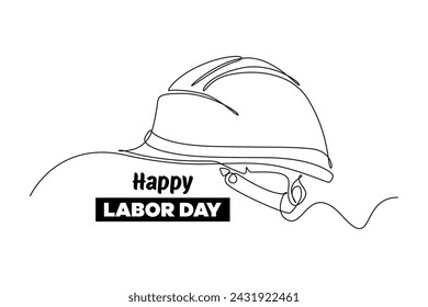 Single continuous line drawing of safety helmet wor safty work. Labor minimalist concept. Banner and logo for labor days. simple line.