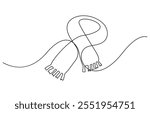 single continuous line drawing scarf, Autumn scarf continuous one line drawing, single line art element, minimalist sketch line vector illustration