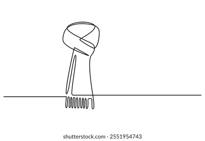 single continuous line drawing scarf, Autumn scarf continuous one line drawing, single line art element, minimalist sketch line Ilustración vectorial