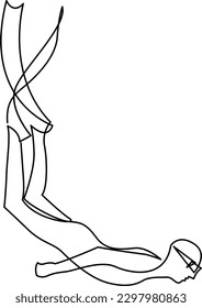 Single continuous line drawing of scuba diver. The concept of sport is a journey of scuba diving one line art.