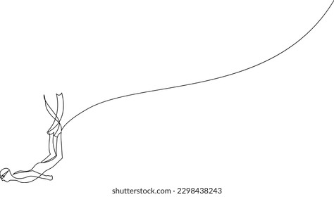 Single continuous line drawing of scuba diver. The concept of sport is a journey of scuba diving one line art.