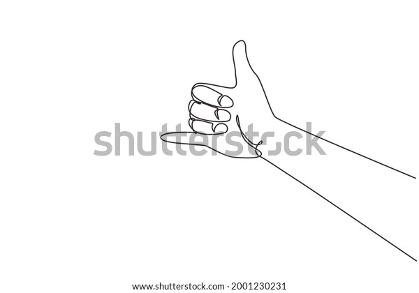 Single Continuous Line Drawing Shaka Sign Stock Vector (Royalty Free ...