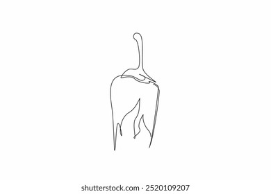 Forma de desenho de linha única contínua de um pimentão com chamas emergindo de sua base. O pimentão chili associado com tempero e paixão. Dia Nacional do Chile. Ilustração de vetor de design de uma linha