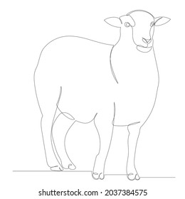 Single Continuous Line Drawing Of A Sheep