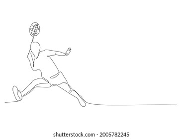 Single continuous line drawing of shuttlecocks. Sport training concept. Trendy one line draw design vector illustration for badminton tournament publication media