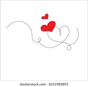A single continuous line drawing of a sincere heart. A romantic drawing in a simple linear style. Editable strokes. Minimalist Doodle vector illustration.
