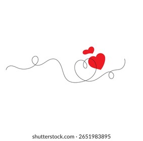 A single continuous line drawing of a sincere heart. A romantic drawing in a simple linear style. Editable strokes. Minimalist Doodle vector illustration.