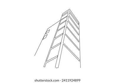 Single continuous line drawing skyscrapers building . Building architecture property isolated minimalism concept. Dynamic one line draw graphic design vector illustration on white background