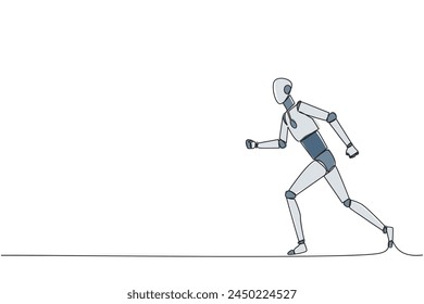 Single continuous line drawing smart robotic leisurely strolling. Habit to get rid of nervousness. Nervous when meeting big client. Light exercise for health. Tech. One line design vector illustration