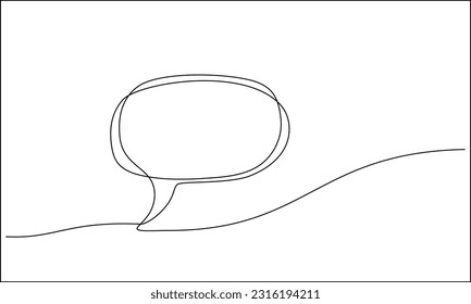 Single continuous line drawing of speech bubble. One line object editable stroke. Online conversation chat cloud. Minimalist graphic hand drawing linear vector illustration for background. Doodle