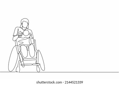 Single continuous line drawing  sportswoman in wheelchair playing table tennis. Disability games championship. Hobbies and interests of people with disabilities. One line graphic design vector