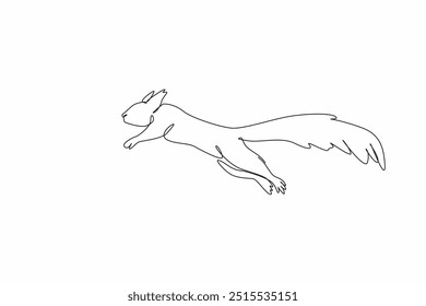 Single continuous line drawing squirrel is jumping. Natural behavior. Running. Avoiding incoming threats. Funny pets. Wildlife. National Squirrel Appreciation Day. One line design vector illustration