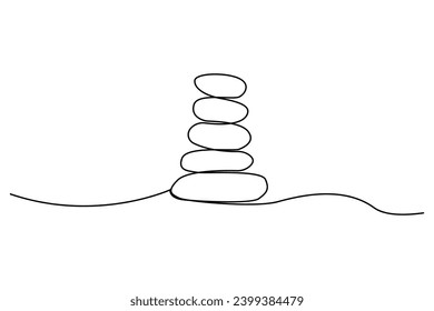 Single continuous line drawing of stack of stones