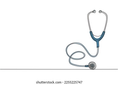Single continuous line drawing Stethoscope graphic icon. Stethoscope sign isolated on white background. Symbol medicine. Medical healthy logo. Dynamic one line draw graphic design vector illustration