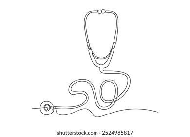 Icono de estetoscopio de dibujo de línea continua única para equipos de médicos de hospital. Examine el pulso cardíaco del paciente. Logotipo de medicina y salud médica. Ilustración vectorial de Diseño gráfico de dibujo dinámico de una línea