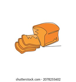 Single continuous line drawing of stylized online white bread shop logo label. Emblem bakery store concept. Modern one line draw design vector graphic illustration for cafe or food delivery service