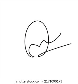 Single continuous line drawing of stylized sunny side up egg logo label. Emblem food restaurant concept. Modern one line draw design vector graphic illustration for cafe, shop or food delivery service