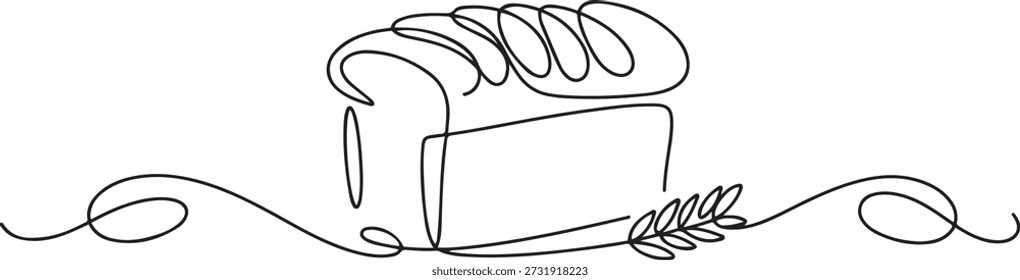 Dibujo de línea continua única de la etiqueta estilizada del logotipo de la tienda de pan blanco en línea. Concepto de la tienda de panadería del emblema. dibujo del icono de una línea
