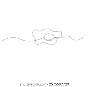 Single continuous line drawing of a sunny side up egg. white background, Modern one line design vector graphic illustration