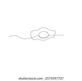 Single continuous line drawing of a sunny side up egg. white background, Modern one line design vector graphic illustration