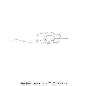 Single continuous line drawing of a sunny side up egg. white background, Modern one line design vector graphic illustration