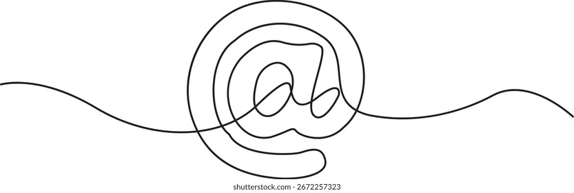 A single continuous line drawing of the at symbol, also known as the commercial at.