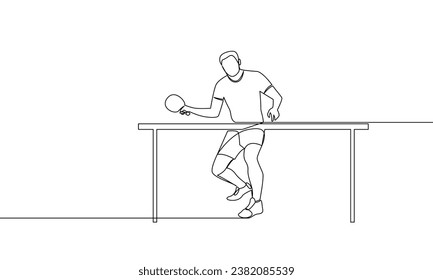 Single continuous line drawing of Table Tennis. Ping pong. One line vector illustration