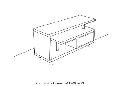Single continuous line drawing of television table. Living room couch home appliance concept. Modern one line draw design graphic vector illustration