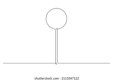Single continuous line drawing template round road sign  One line draw vector illustration 
