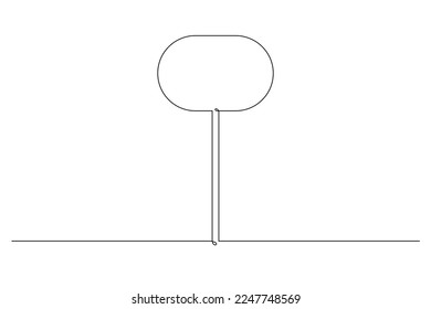 Single continuous line drawing template of square road sign. One line draw vector illustration.