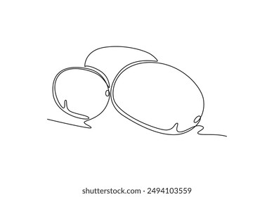 Single continuous line drawing three whole healthy organic potatoes for farm logo identity. Fresh root vegetable concept for edible plant icon. Dynamic one line draw graphic design vector illustration