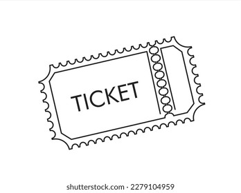 Single continuous line drawing of ticket. one line draw design graphic vector illustration.