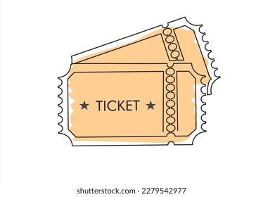 Single continuous line drawing of tickets. one line draw design graphic vector illustration.