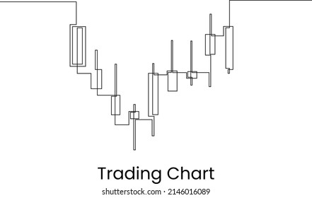 Single continuous line drawing Trading candlestick chart is unstable. up and down.  One line draw graphic design vector illustration.