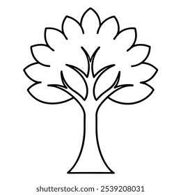 A single continuous line drawing tree logo. Vector illustration. Concept for logo, card, banner poster flyer with white background