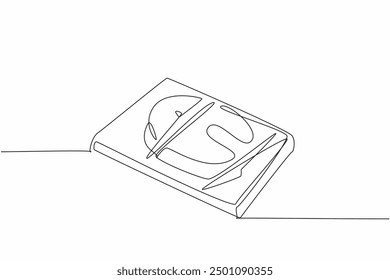 Single continuous line drawing tuna meat pieces in box and plastic packaging. Maintaining the quality of meat to keep fresh. Tasty steak. National Frozen Food Day. One line design vector illustration