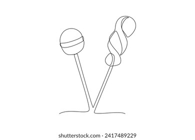 Single continuous line drawing of two lillipop. Bonus or special offer. Present. Concept of celebration. One line draw graphic design vector illustration