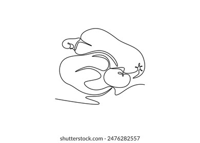 Single continuous line drawing two whole healthy organic cashew apple for orchard logo identity. Fresh Brazil caju concept for fruitage garden. Dynamic one line draw graphic design vector illustration