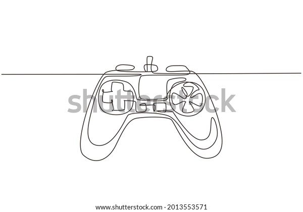 Single continuous line drawing video games\
PlayStation gaming controller. Computer game competition. Gaming\
concept for fun. Joysticks isolated. One line draw graphic design\
vector illustration