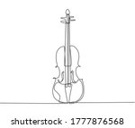 Single continuous line drawing of violin on white background. Trendy stringed music instruments concept one line draw design graphic vector illustration